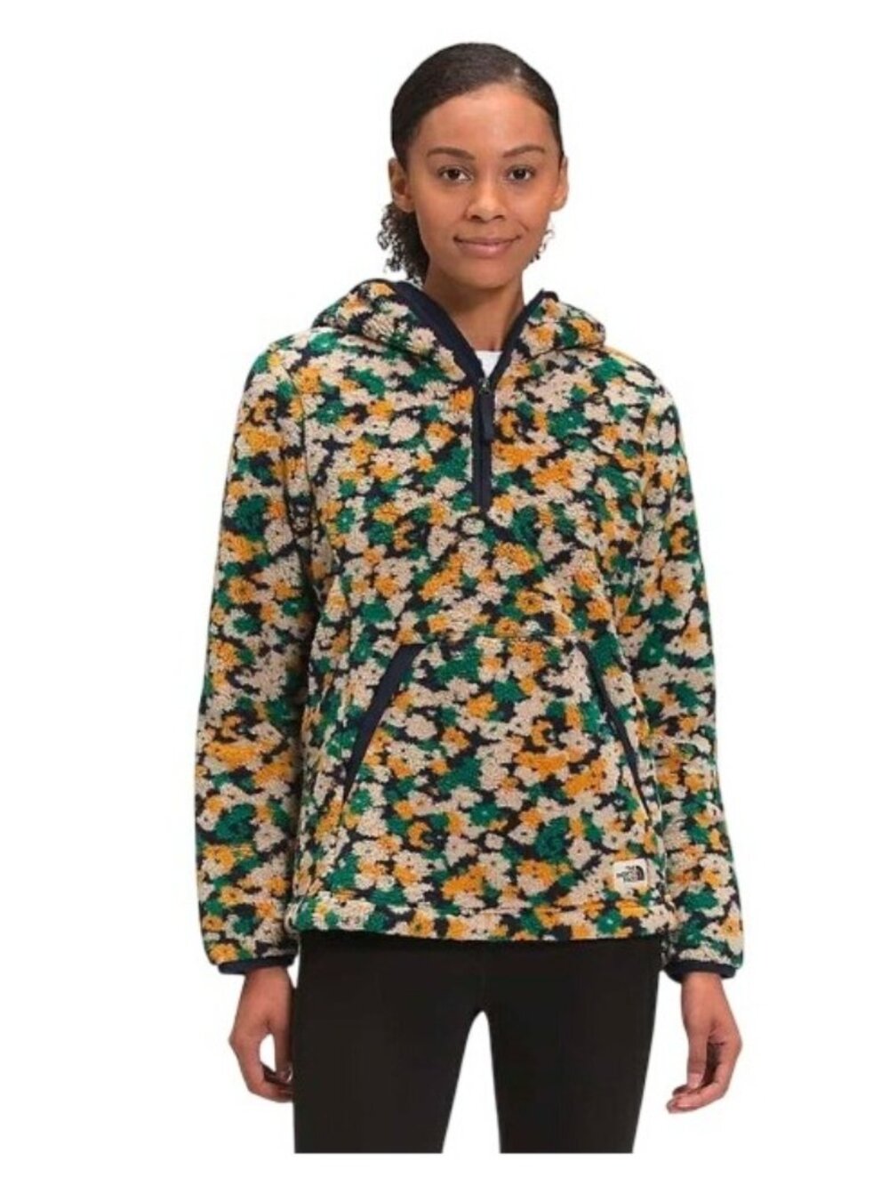 The North Face Campshire Pullover Hoodie Women's M Floral Pattern Elbow patches